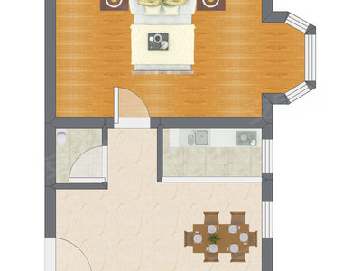 1室1厅 49.43平米户型图