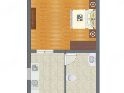 1室0厅 30.69平米户型图