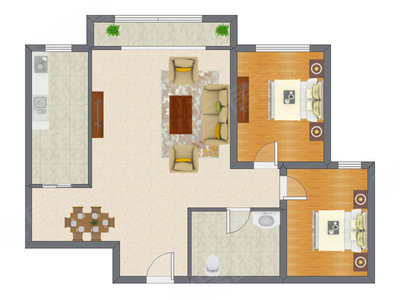 2室2厅 111.72平米户型图