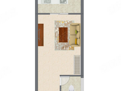 1室1厅 31.81平米户型图