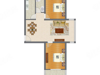 2室2厅 98.58平米户型图