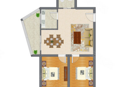2室2厅 69.60平米