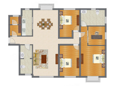3室2厅 214.84平米