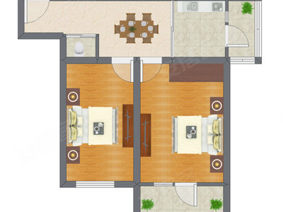 2室1厅 59.80平米