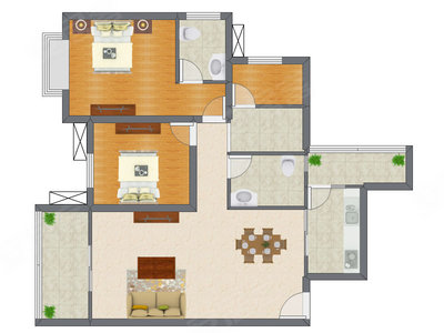 2室2厅 99.61平米户型图
