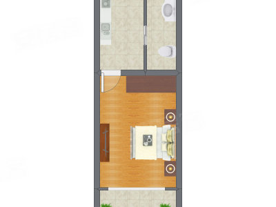 1室0厅 37.62平米户型图