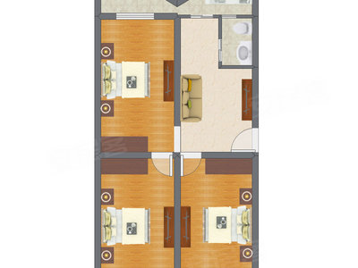3室1厅 92.76平米