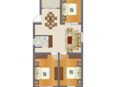 3室2厅 54.12平米