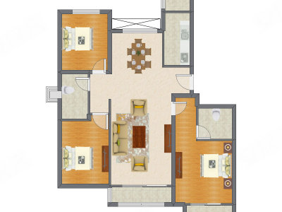 3室2厅 119.53平米户型图