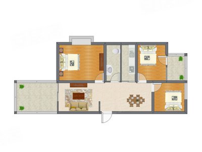 3室2厅 75.00平米