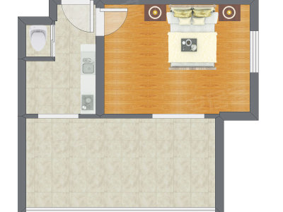 1室0厅 30.83平米户型图