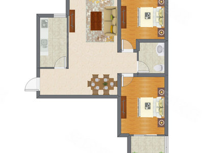 2室2厅 83.14平米户型图