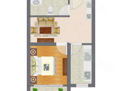 1室1厅 50.81平米户型图