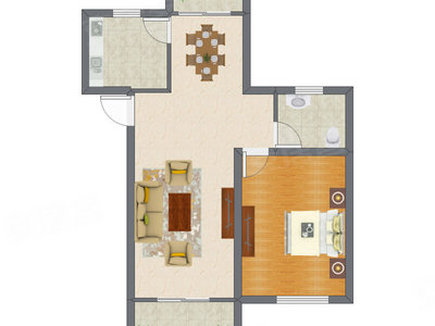 1室2厅 72.60平米