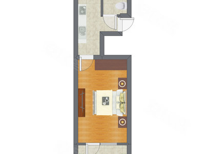 1室0厅 34.92平米户型图