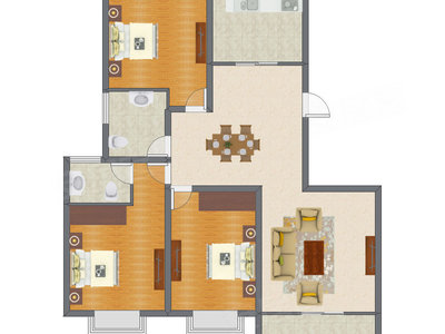 3室2厅 127.31平米