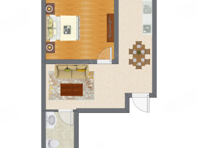 1室1厅 44.90平米户型图