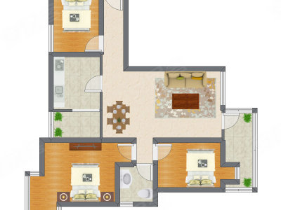 3室2厅 83.78平米