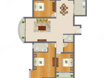 3室2厅 170.27平米户型图