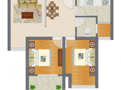 2室2厅 86.12平米户型图