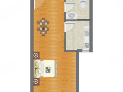 1室0厅 50.41平米户型图