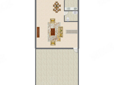 1室2厅 134.43平米户型图