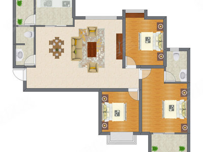 3室2厅 88.74平米