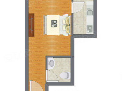 1室0厅 34.33平米户型图