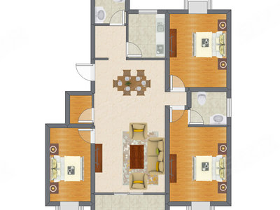 3室2厅 122.58平米