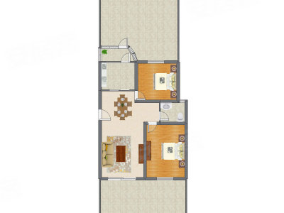2室2厅 83.41平米户型图