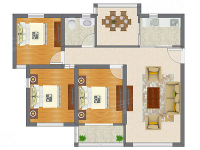 3室2厅 113.01平米户型图