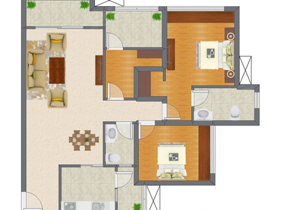 2室2厅 113.21平米户型图