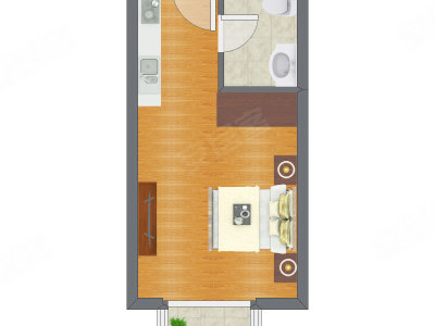 1室0厅 23.14平米户型图