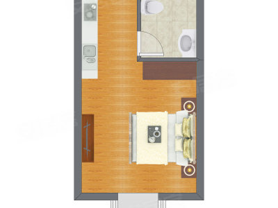 1室0厅 23.45平米户型图