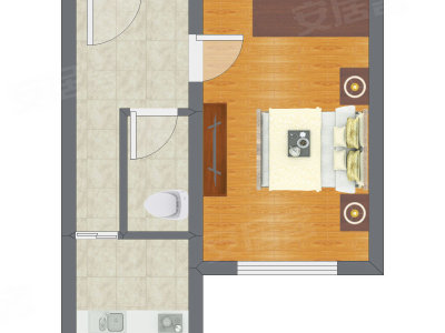 1室0厅 37.17平米户型图