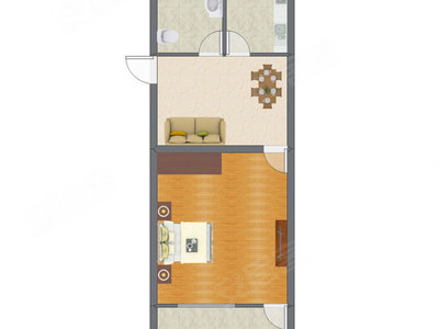 1室2厅 48.60平米