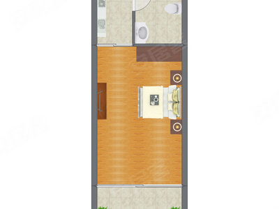 1室0厅 56.70平米户型图