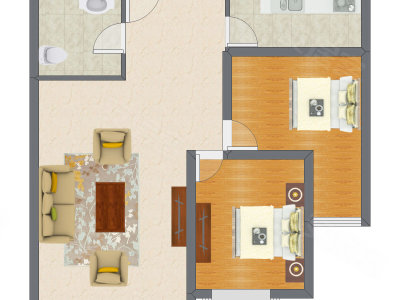 2室1厅 87.55平米