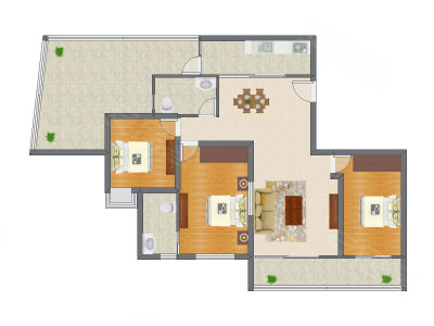 3室2厅 135.05平米户型图