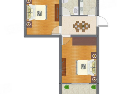 2室1厅 59.60平米