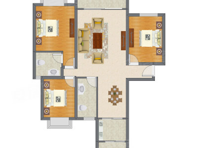 3室2厅 89.67平米