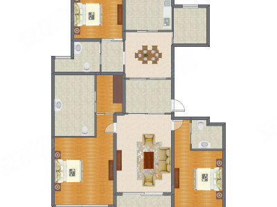 3室2厅 235.00平米户型图
