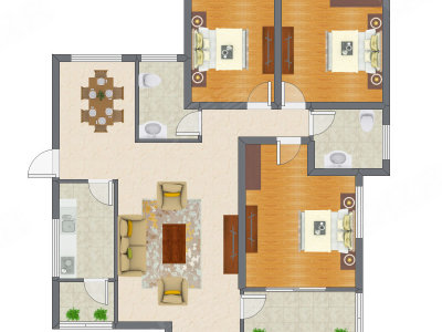 3室2厅 100.50平米户型图