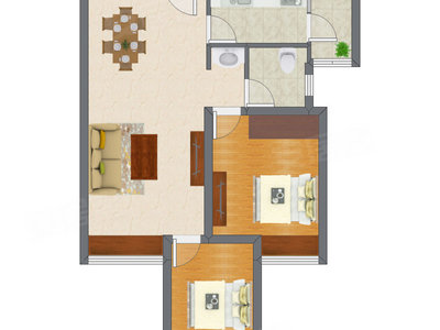 2室2厅 59.76平米