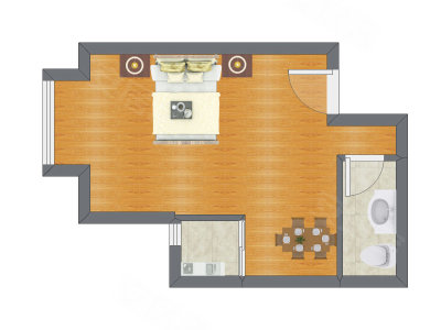 1室0厅 42.73平米户型图