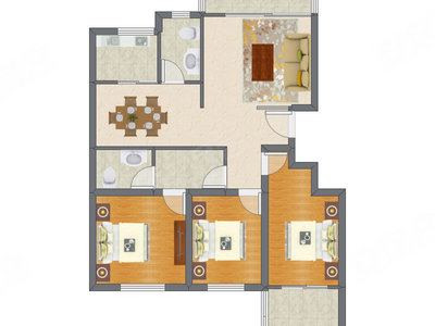 3室2厅 118.69平米