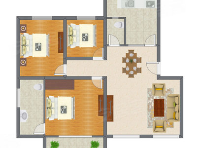 3室1厅 98.25平米户型图