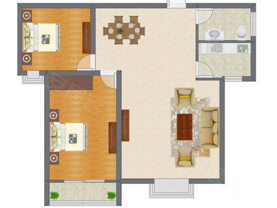 2室2厅 81.48平米户型图