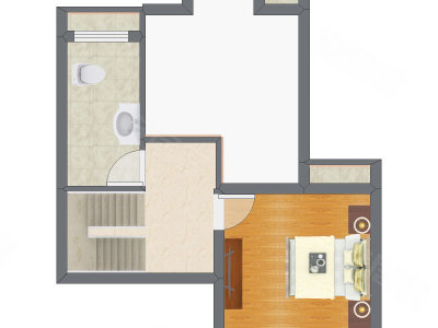 1室2厅 37.10平米户型图