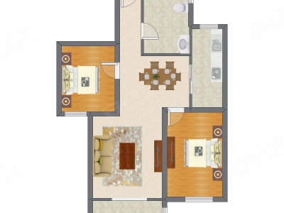 2室2厅 103.26平米户型图